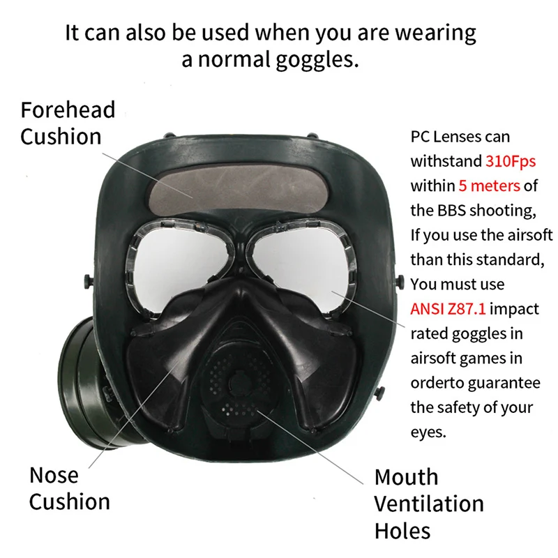 Tactical Equipment Protective Full Face Army Cs Antipoison Airsoft
