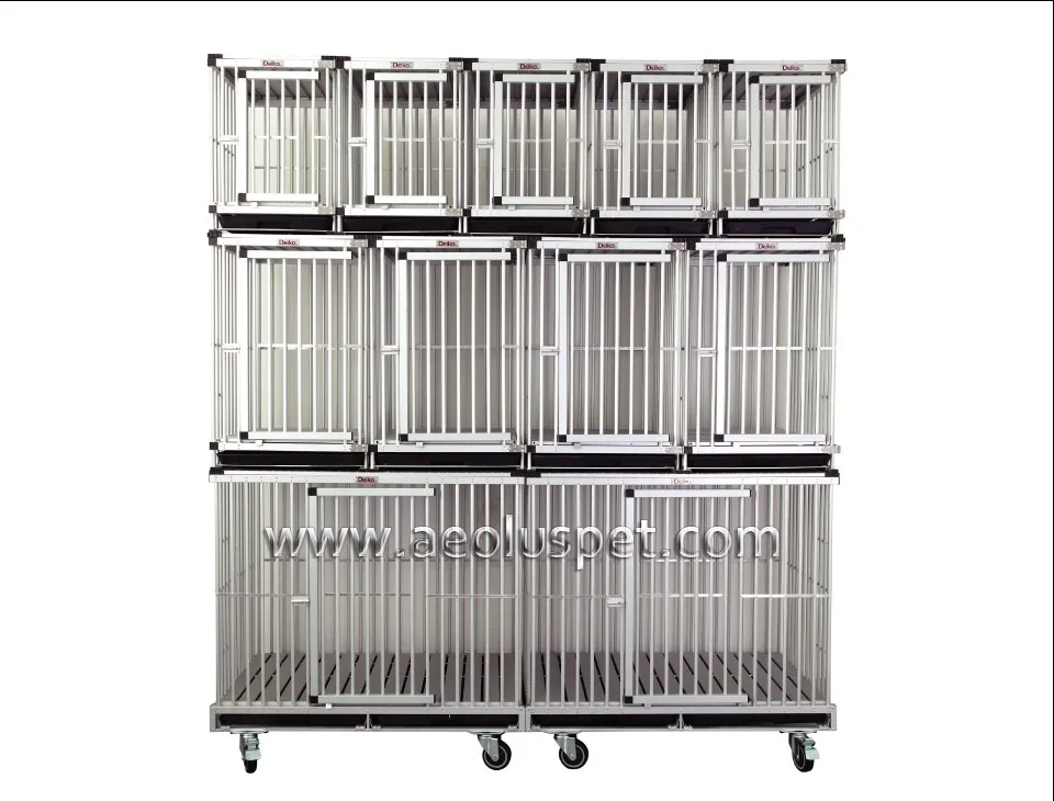 Ka507 Aluminum Collapsible Dog Cage Bank Modular Cages With Waste Tray