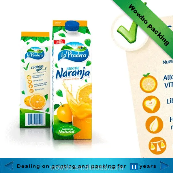 Fruit Juice Paper Packaging Box/customized Reasonable Price Juice Paper