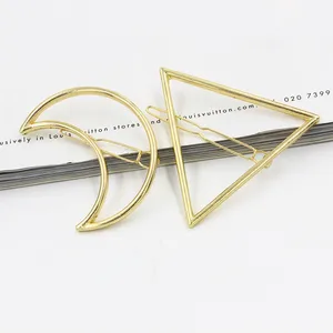Europe and America exaggerated triangle moon hairpin geometric shape side clip hair accessories supply jewelry wholesale