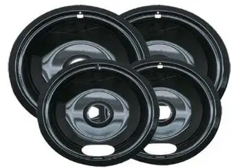 Range Kleen P10124XN Porcelain Universal Drip Pans Set Of 4 Containing 2 Units P101, P102, Black, Set of 2
