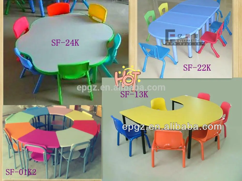 Colorful Cafe Teacher Kid's Table With Chairs For Kids Furniture Prices