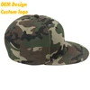 Customised Modern CVC Plastic Closure flat visor 5 panel patch Camo low crown Snap back baseball cap men