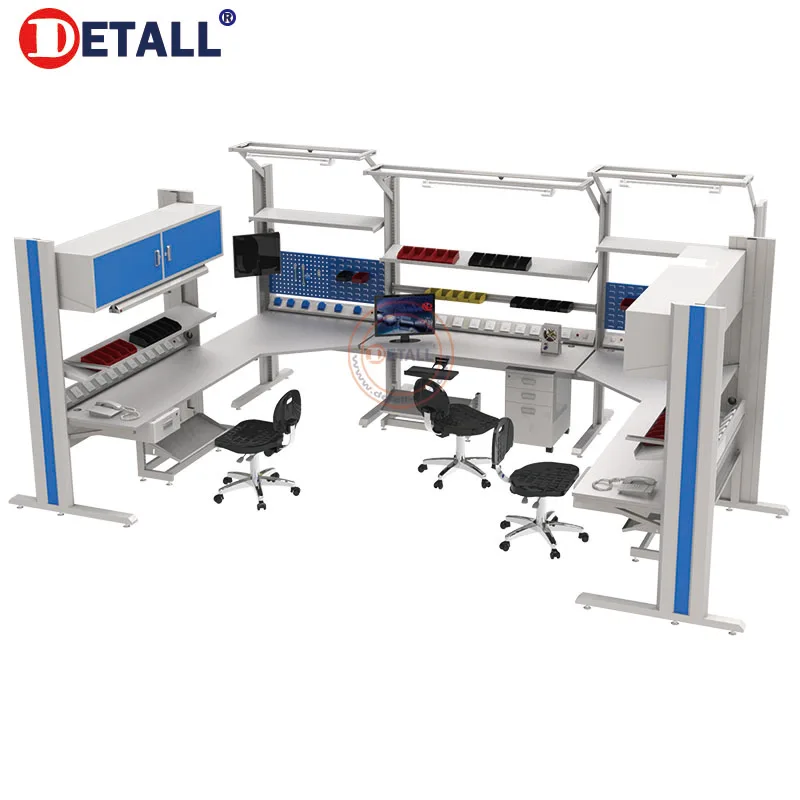 esd assembly line working table workbench led lighting with drawer cabinet