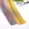 Wholesale of Fancy Zipper Metallic Coil Zipper Rainbow Teeth Long Chain Zipper For Sewing Handbags