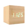 Mini Travel Clock Voice Sound Control USB Digital Retro Cube Led Desktop Home Decor Wooden Alarm Clock