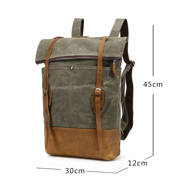 The latest design retro water proof waxed canvas rucksack outdoor backpack cycling bagpack bag