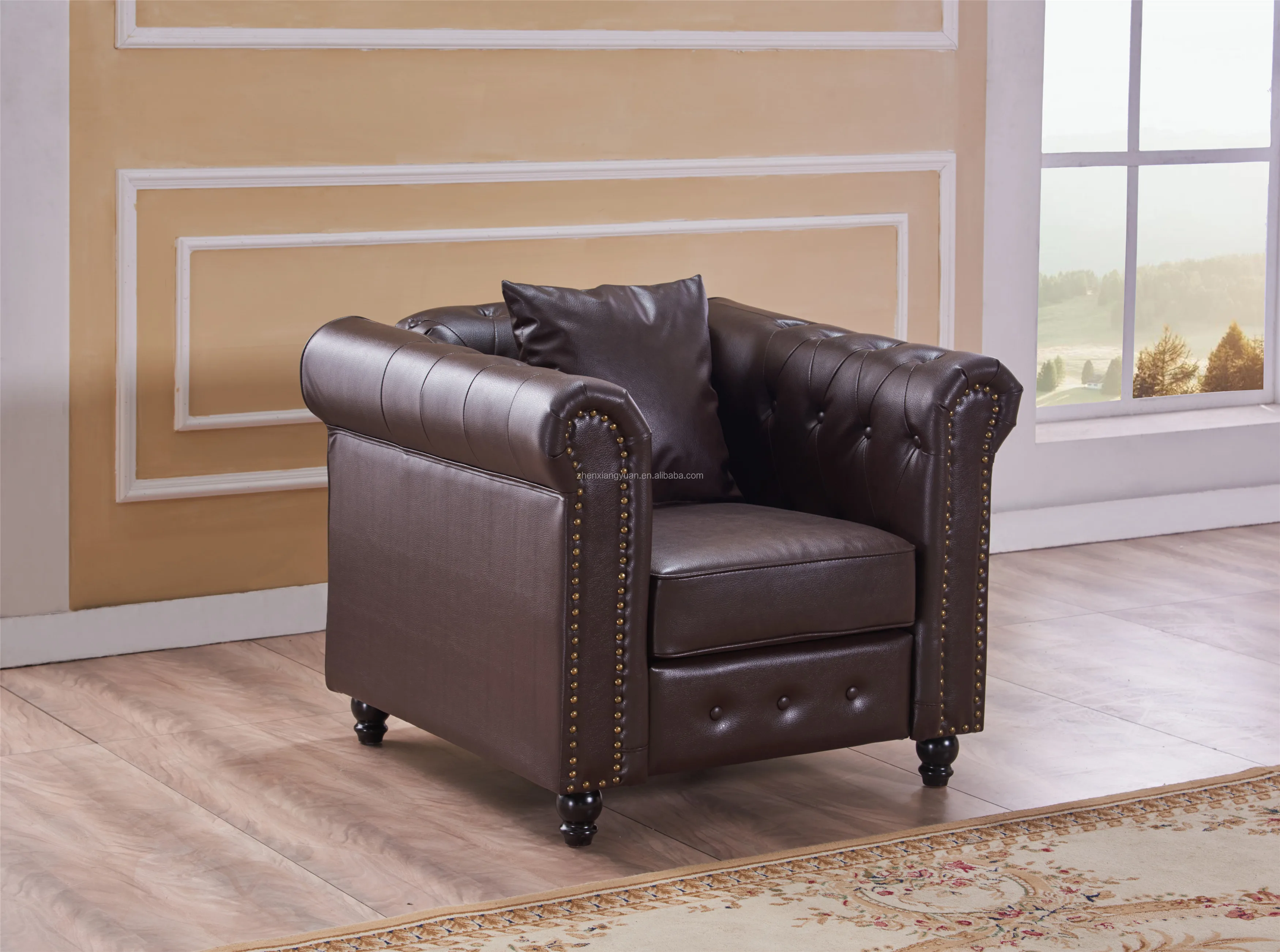 2024 Home Furniture Antique Appearance Classic Leather Sofa Single