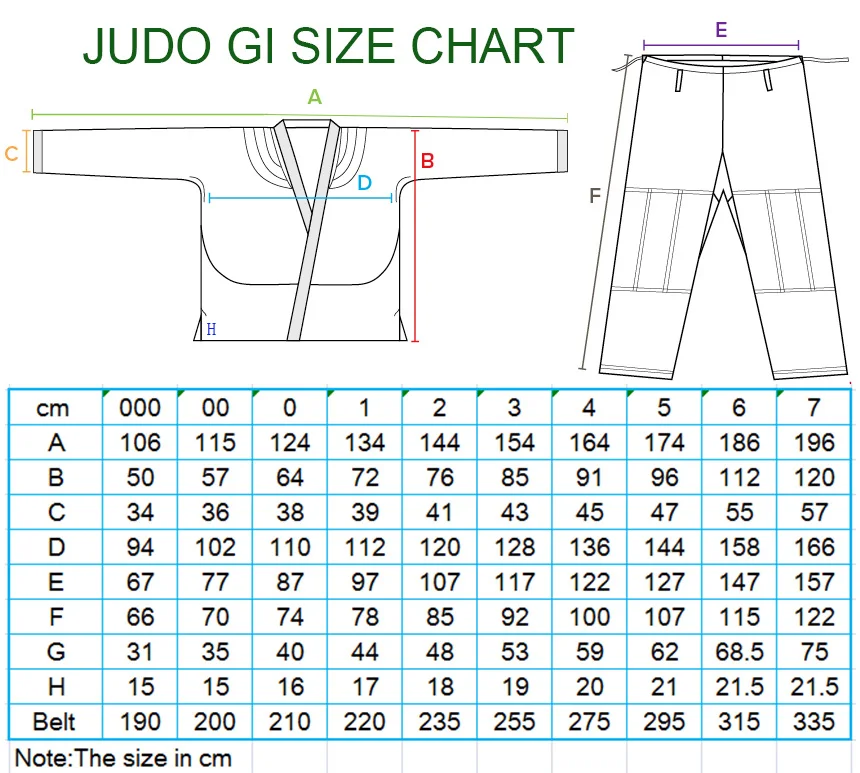 Judo Size Chart