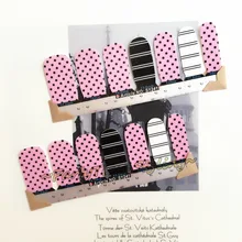Black Pink Punctate Nail Art Sticker Patch 14 pcs set Waterproof Decals Foils Gel Polish French