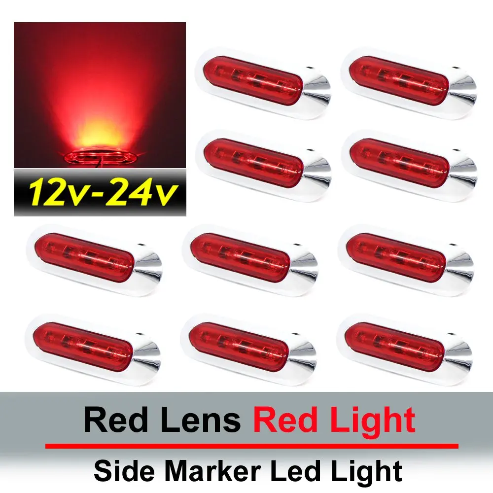10 pcs TMH 3.6" submersible 4 LED Red Lens Light Side Led Marker 10-30v DC , Truck Trailer marker lights, Marker light amber, Rear side marker light, Boat Cab RV