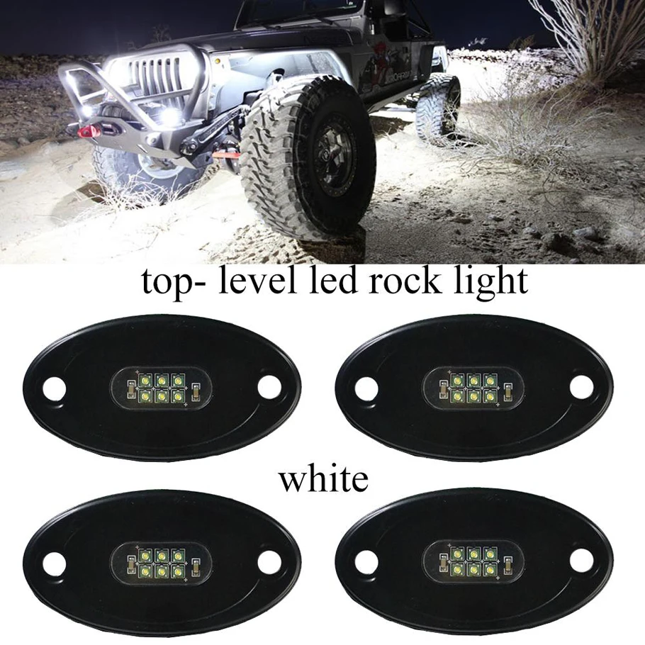 4 Pods White LED Rock Light Kit for  ATV SUV Offroad Car Truck Boat Underbody