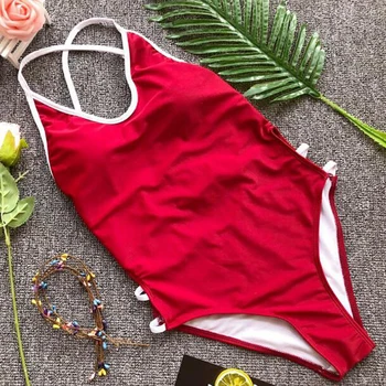 Yy2398 Hot Red Solid Swimwear Swimsuit Bathing Suit Push Up Brazilian