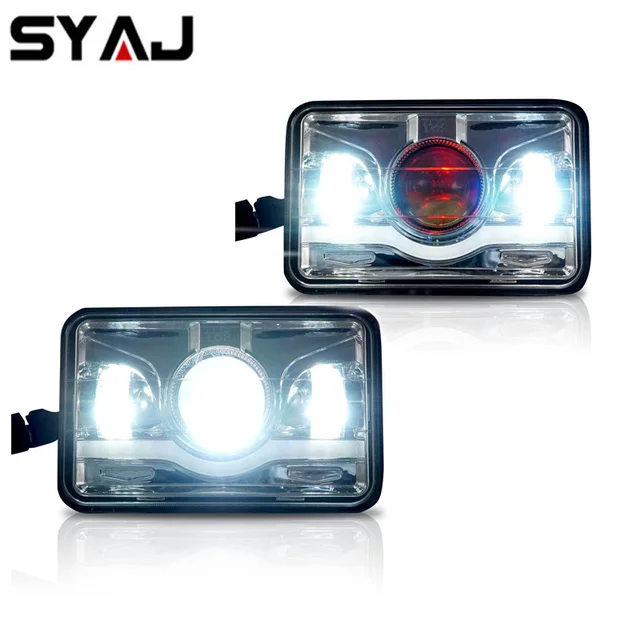 4x6 45w led lamp motorbike headlight red devil eye angel eyes heads headlights for yamaha for honda