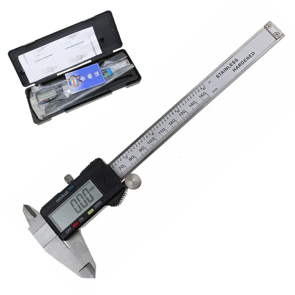 Digital Caliper Stainless Steel with XL LCD Screen Instant SAE-Metric Conversion with Case and Spare Battery 6 Electronic Caliper by Calipro