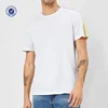YL OEM Good Quality Striped-Trim Slub Knit Tee Round Neck white t-shirt 100% cotton