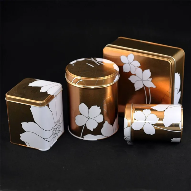 Copper Color Metal Coffee Tin Box With Custom Artwork For Tea Packaging