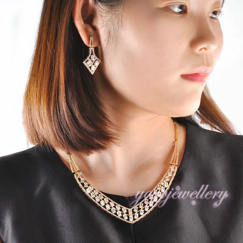 New Fashion Women Party Wear Stylish Fake Gold Jewelry Set Buy