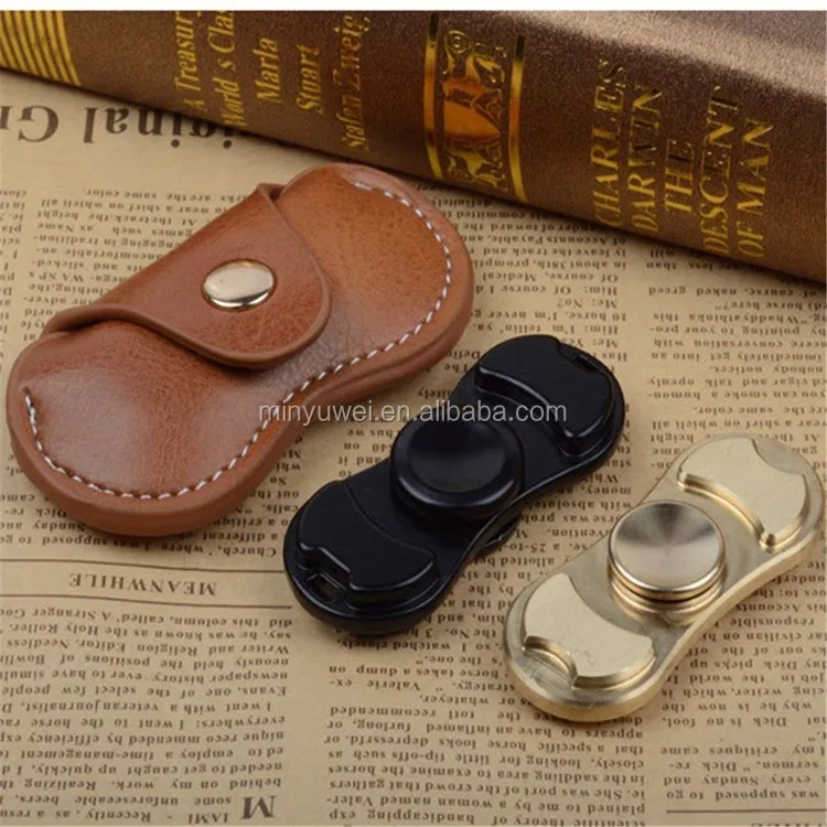 Tan Color Leather Pouch Bag Hand Spinner Dustpoof Protection Case