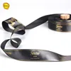 Sinicline custom gold logo black satin ribbon100% polyester printed ribbon