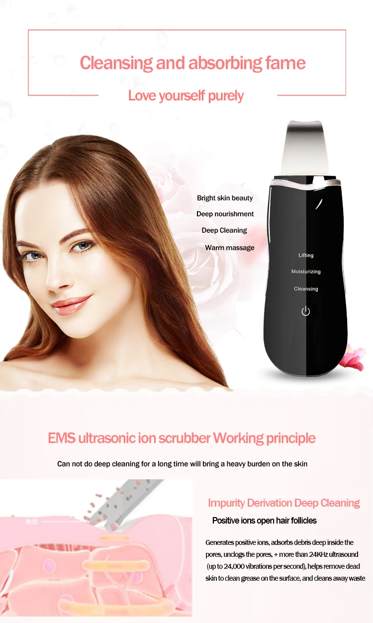 wholesale alibaba Face Collagen Acne Clearing ultrasonic Shovel skin cleaner Clean the Skin Remove scrubber Beauty Equip