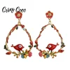 Cring Coco Retro French Hand Painted Earring Accessories Girls Gold Fashion Water Drop Earrings Vintage Boho Earrings for Women