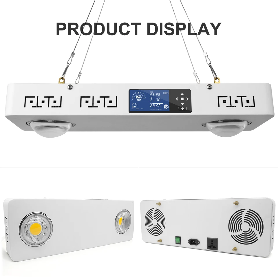 CXB3590 200W Dimmable COB LED Grow Light with LCD Display Timer Temp-Control Full Spectrum for Indoor Plant All Stage Grow