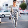 Woman sportswear wholesale sweat suits running clothes 2 pieces set gym wear gray training tracksuits