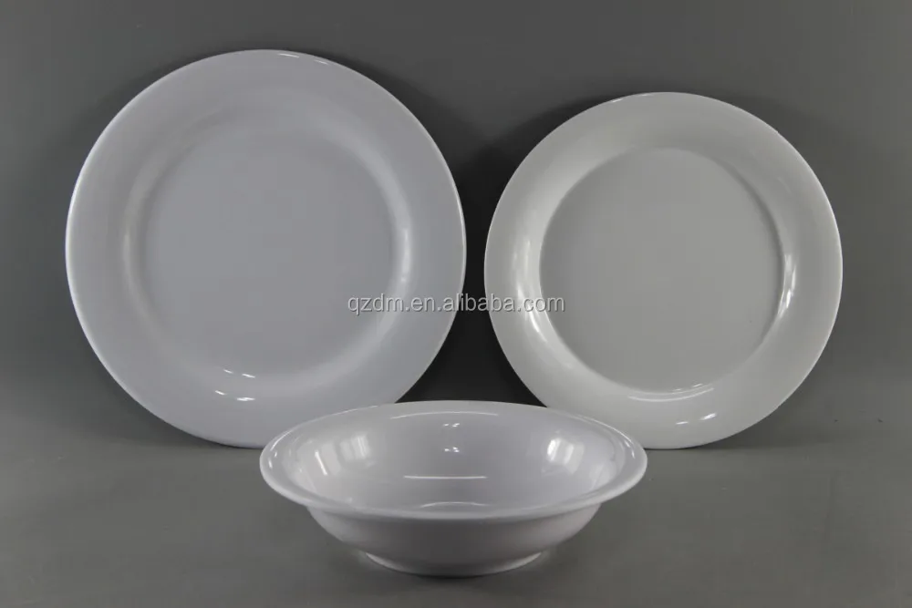 White Melamine Dinner Plate And Bowl For Restaurant And Hotel