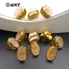 WT-R267 Beautiful Ring 24K Gold Plated Fashion Bezel Ring For Women Wholesale Rose Quartz Ring