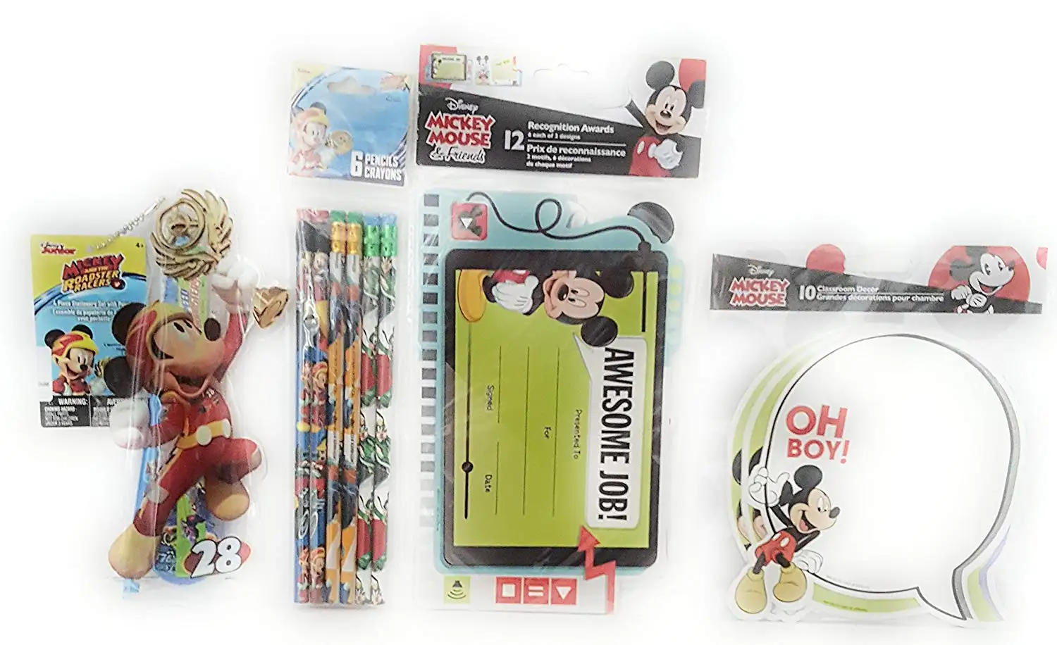 Back to School Toddler Pre-School Elementary School Supplies Pencils Pencil Pouch Awesome Job Recognition Awards Classroom Decor Mickey Mouse