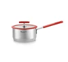 304 Stainless steel 16cm milk soup pot with orange silicone handle spill-proof capsulated bottom electric mini sauce pan