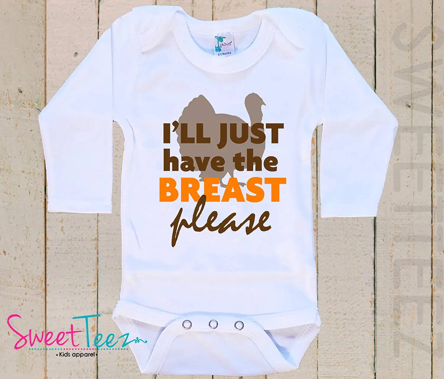 Gobble Festive Threads Unisex Baby Babys First Thanksgiving T-Shirt Romper Lt. Blue, 6 Months