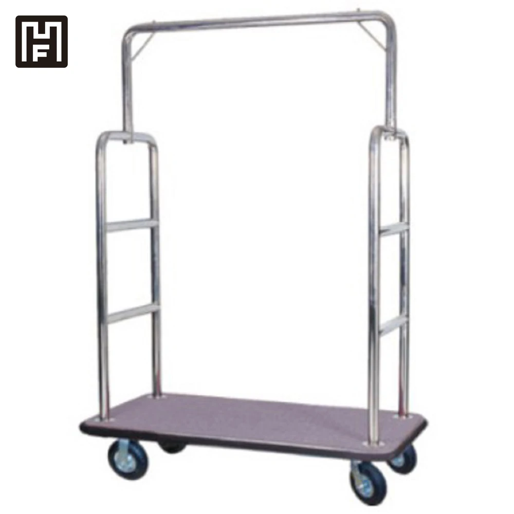 Heavy Duty Standard Bellmen/luggage Cart stainless Steelgray Carpeted