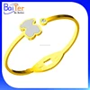 Gold Plate Bear Jewelry/Hinge Stainless Steel White Seashell Cuff Bracelet Bear Bangle/Women Mother Of Pearl MOP Bear Bracelet