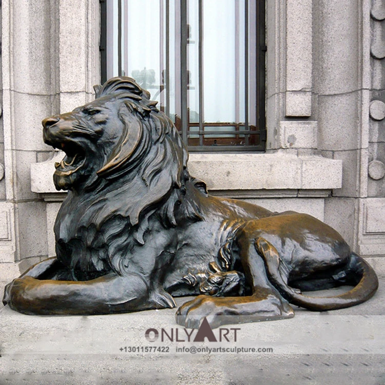 Large Outdoor Decorative Art Animal Sculpture Bronze Golden Lion Statue