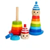 2015 Montessori wooden teaching toy rainbow tower,Educational stack rings intelligence