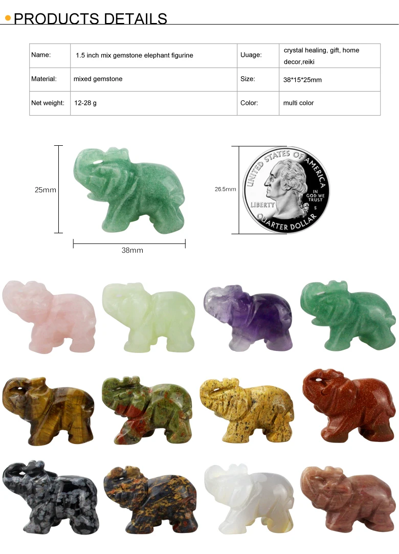 Wholesale 1 Dozen Mix Carving Gemstone Elephant Figurine 38x20x10 Mm   Inch Animal Figurine - Buy Elephant Figurine,Small Animal Figurines,Gemsstone  Elephant Product on 
