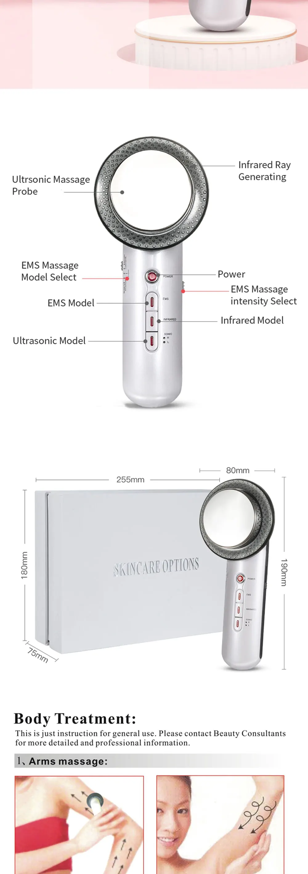 3 in 1 EMS Body Slimming Fat burning Massager Infrared ultrasound reduce weight Anti aliphatic mass Cosmetic instrument