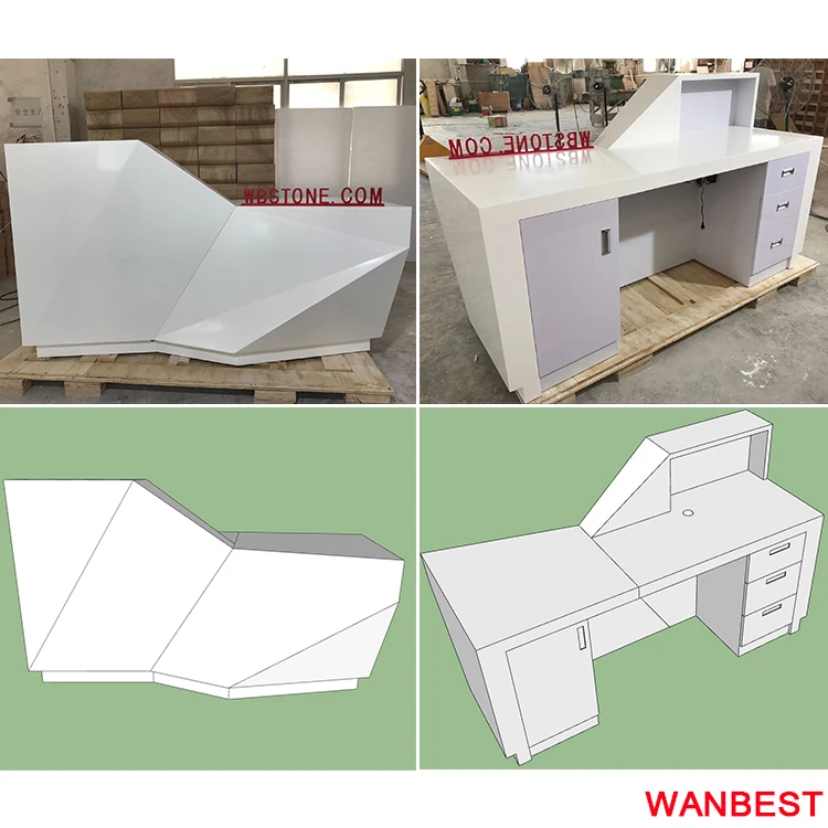 Modern Acrylic Wood Hotel Restaurant Nail Salon Clinic Standing Reception Desk Cashier Counter