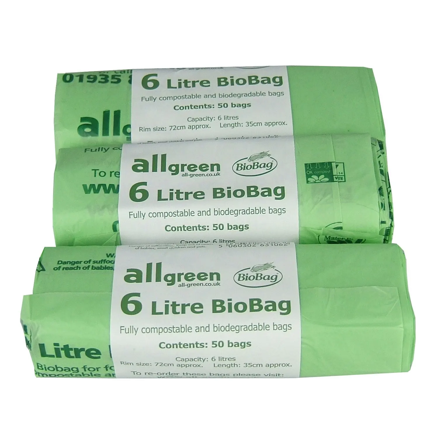 6L Bin Liners 100 Bags 6L Compostable Biobag Kitchen Caddy 10L 30L Food Waste