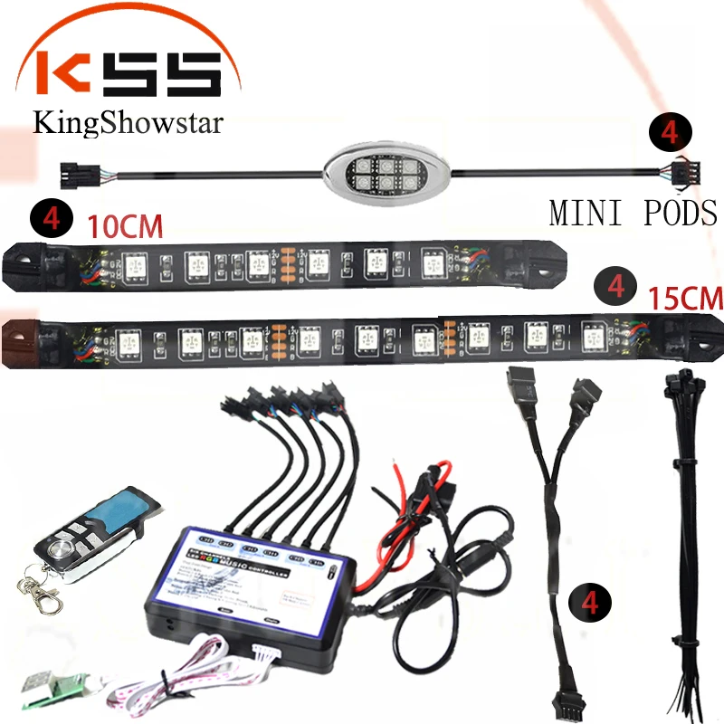 Super Bright 8pcs C  LED DC12V Motorcycle Light Waterproof  RGB Flexible LED Strips