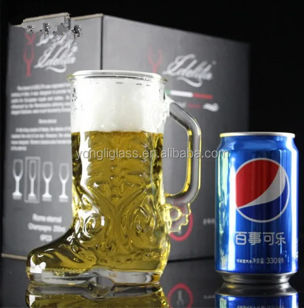 NEW PRODUCTS glass beer boot cups, shose boot shape beer glass