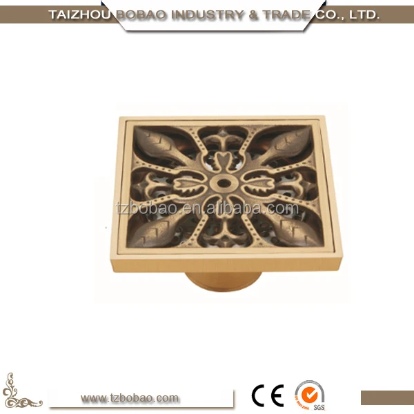 10*10 Cm Square Antique Brass Outdoor Drain Cover Gold Decorative Drain