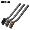 Industrial 3pcs Plastic Handle Brass Steel Wire Brush Set With Long Handle