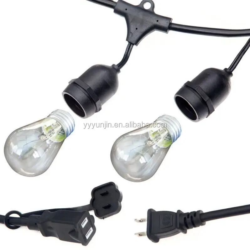 48 FT Weatherproof UL Listed Patio Lights E26 String Light Decorative string white lights outdoor