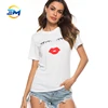 Custom logo plain organic soft white color casual screen printing 100% cotton t shirt women clothing