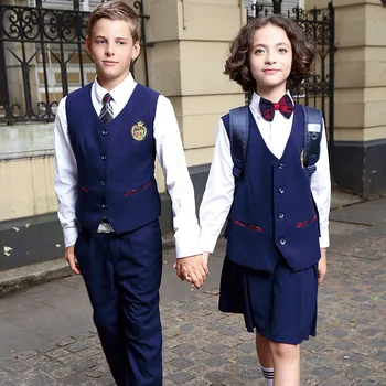 England Style Private Plaid School Uniform Vest Suit Custom Design ...