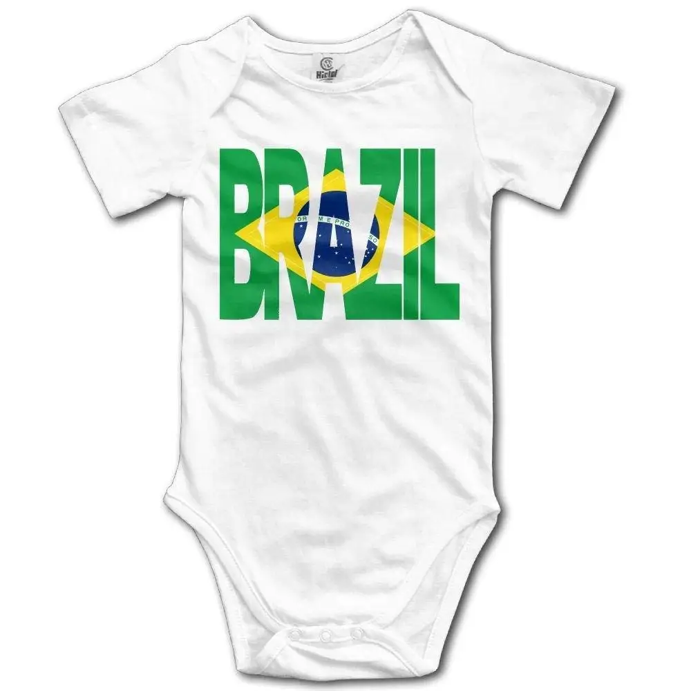 braeccesuit Brazil Flag with Soccer Ball Baby Newborn Crawling Clothes Sleeveless Romper Bodysuit Onesies Jumpsuit White