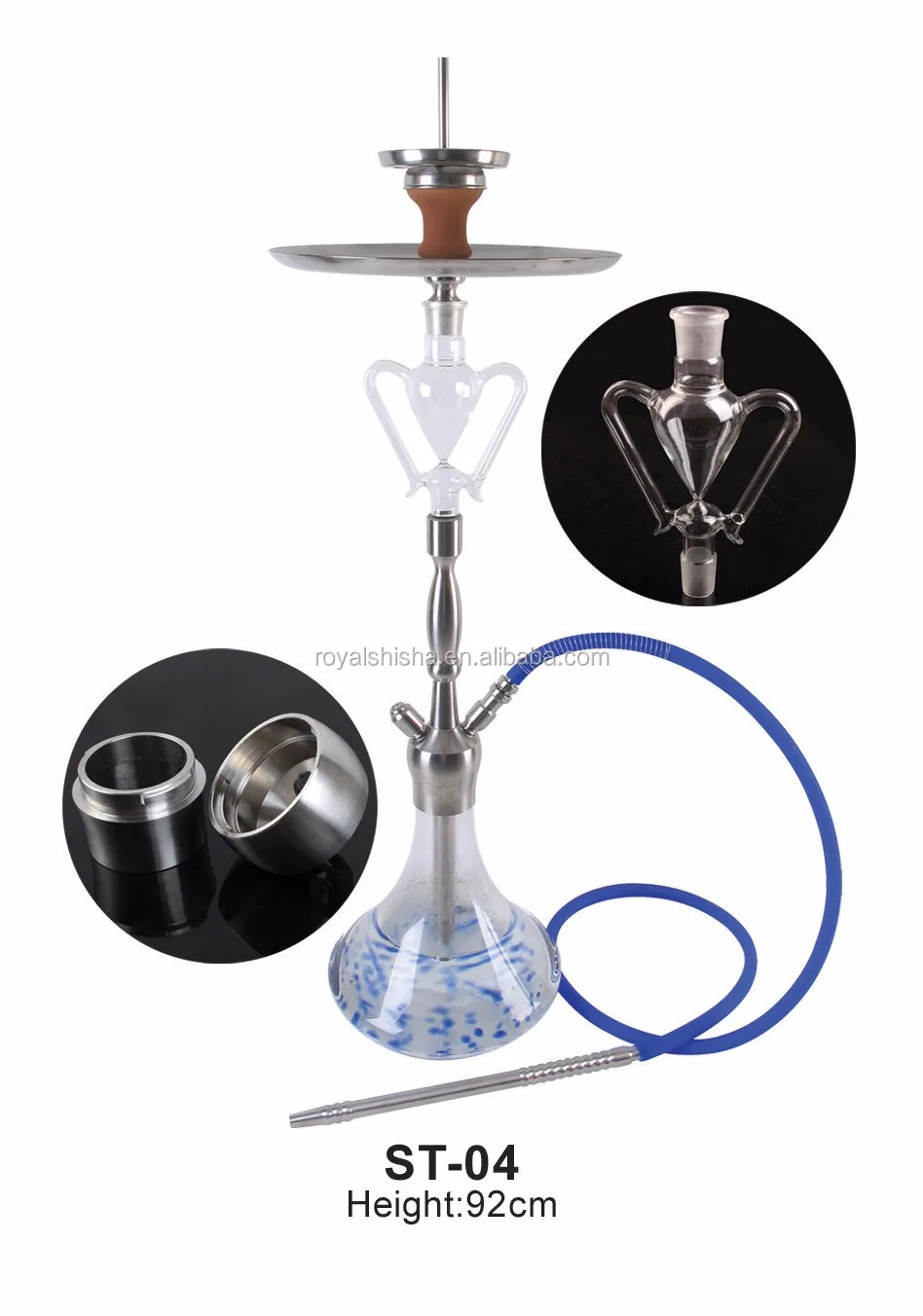 2017 South Africa Hot Sale Glass Bottle Shisha Smoking Pipes Aluminum